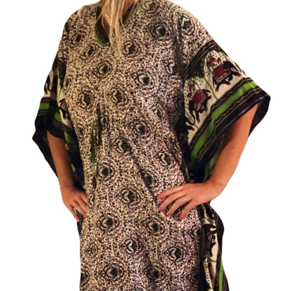 Vintage Elephant Kaftan Coverup dress - Picture 5 of 13